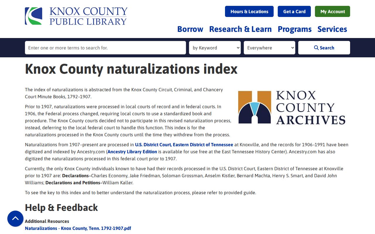 Knoxville city directory naturalization research access