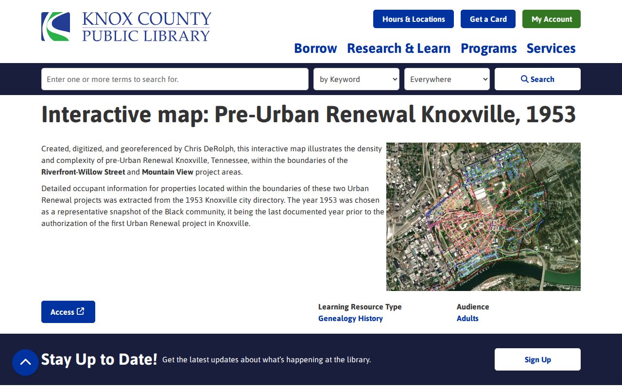 Knoxville city directory 1953 pre-urban-renewal occupant map