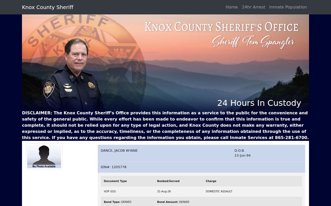 Knoxville residents directory Knox County Sheriff official arrest source