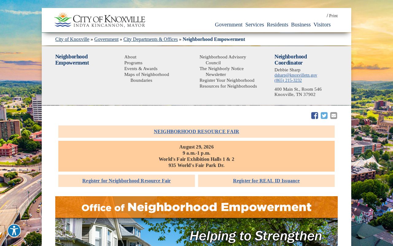 Knoxville neighbors civic context through the City Office of Neighborhood Empowerment