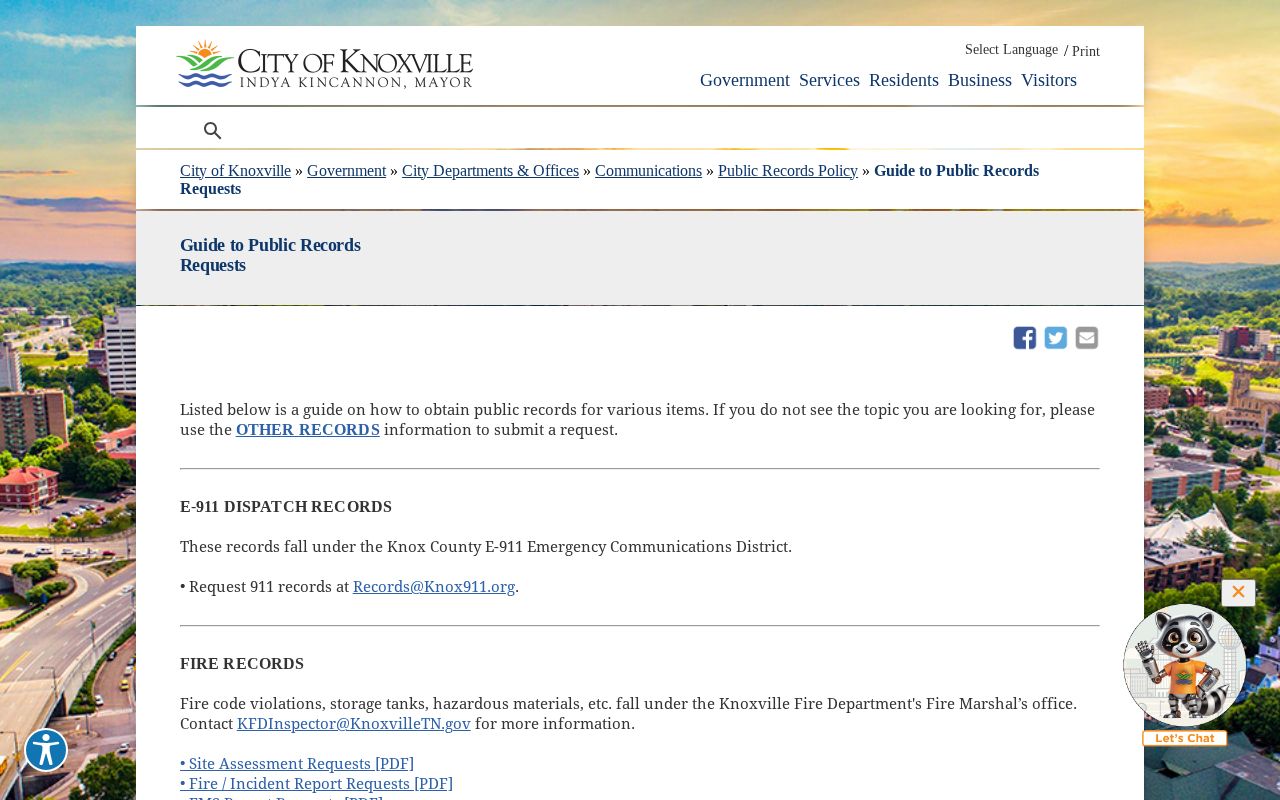 Knoxville neighbors records guide for city custodian routing
