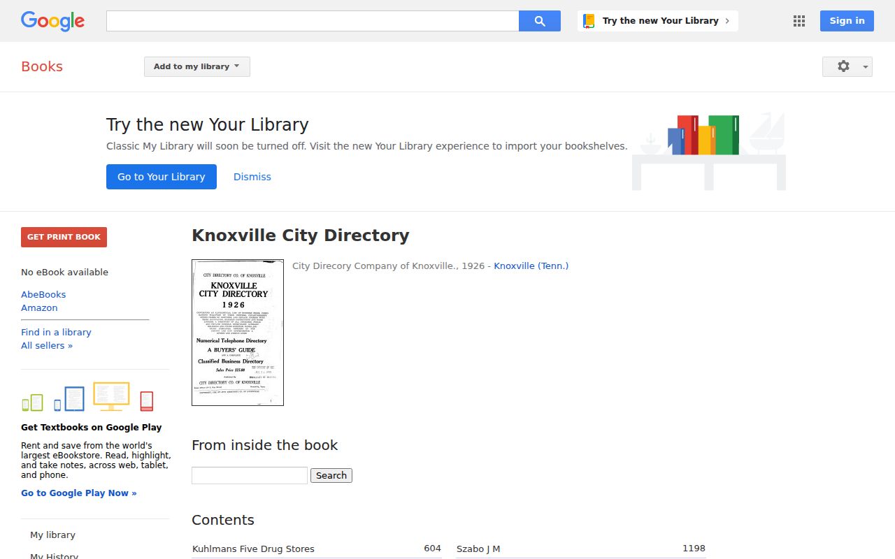 Knoxville previous residents Google Books city directory catalog record