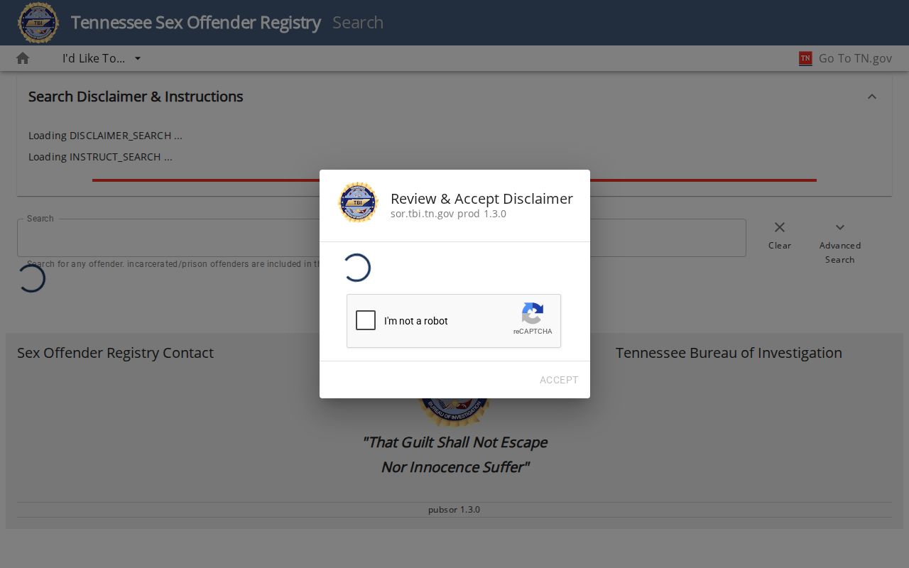 Knoxville resident lookup boundary using the official TBI safety registry search