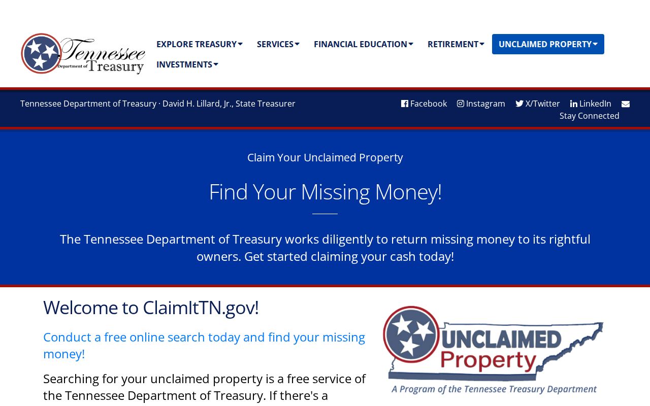 Knoxville resident lookup interest layer showing Tennessee unclaimed property search