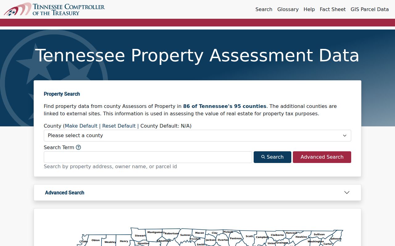 Knoxville street directory Tennessee property assessment search fields