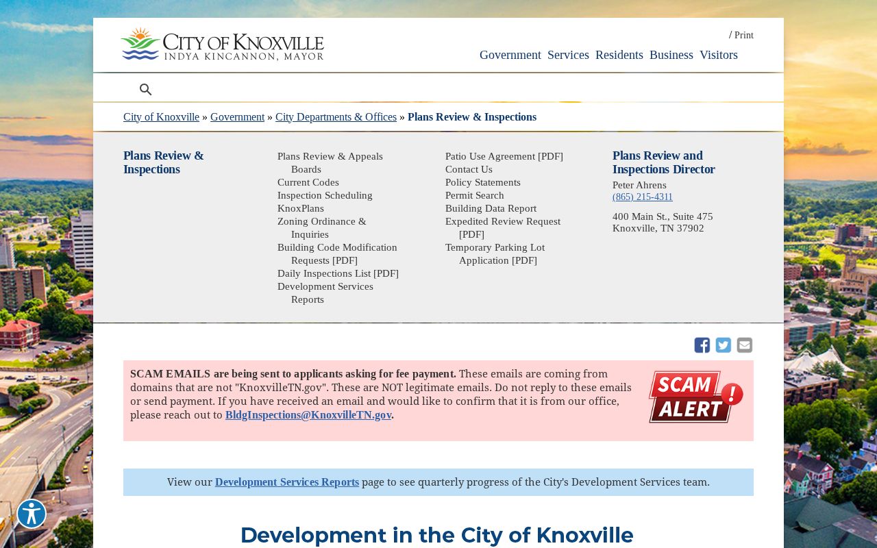 Knoxville street directory Development Services permit record route